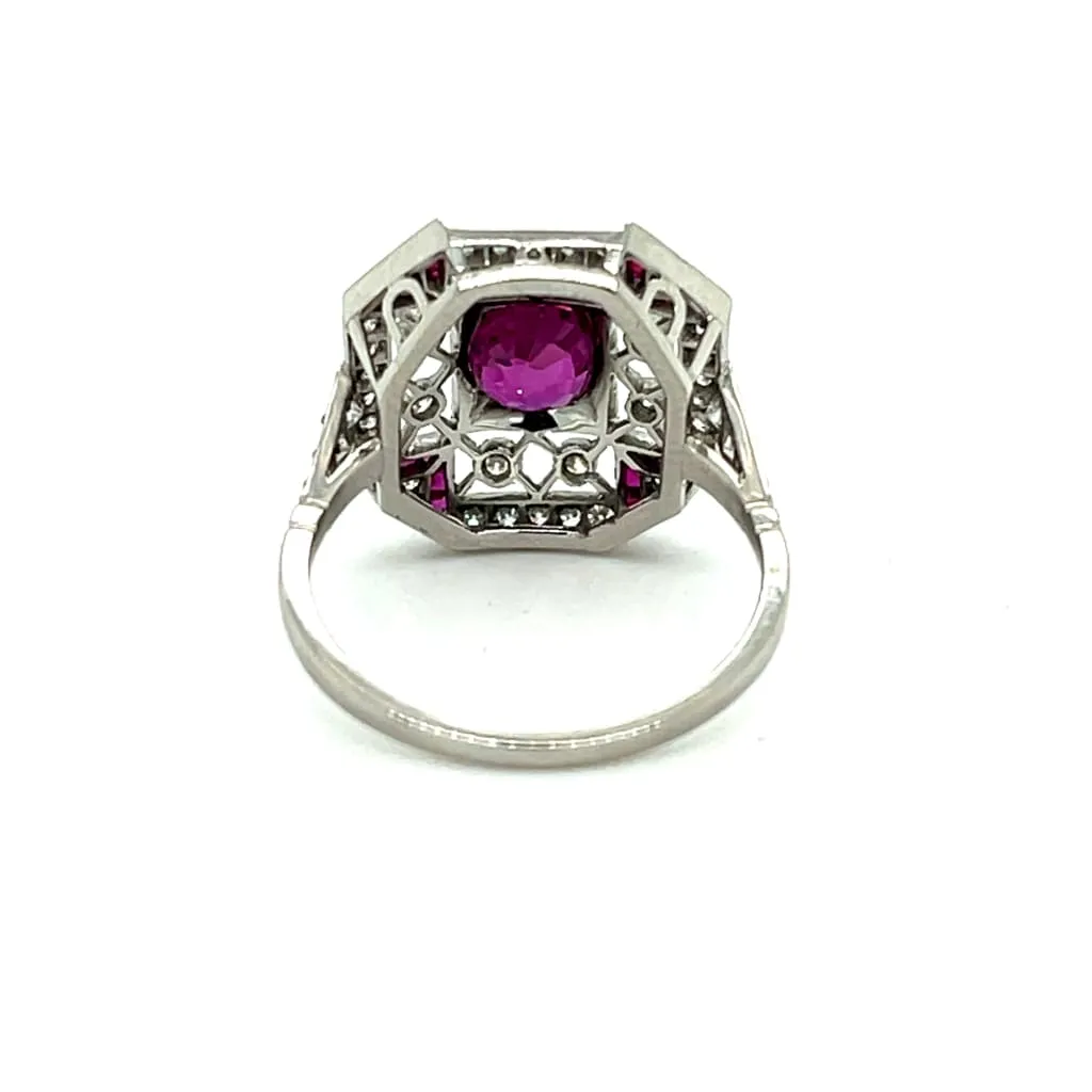 1.23ct Ruby .68ct Diamond .44ct Side Ruby Platinum Ring Regard Jewelry Austin, Texas