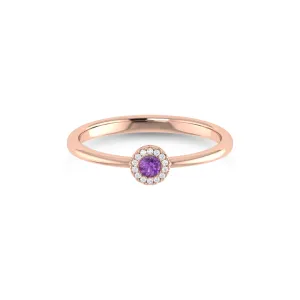 14K Gold Diamond & Amethyst Ring