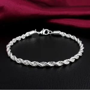 14k White Gold Filled Rope Bracelet 8