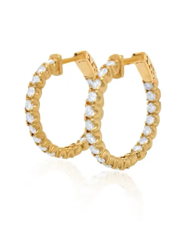 14K Yellow Gold Diamond Hoop Earring