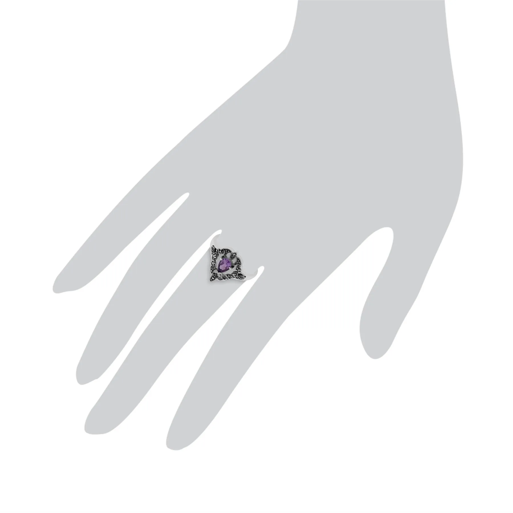 925er Sterlingsilber Markasit & Amethyst Ringe