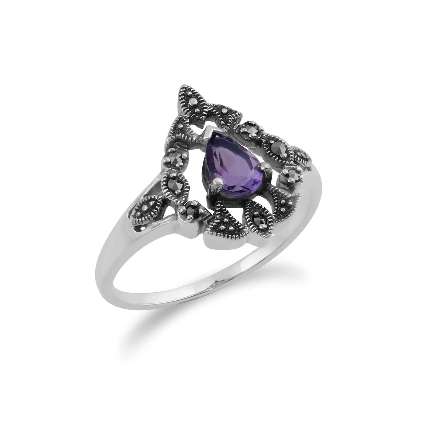 925er Sterlingsilber Markasit & Amethyst Ringe