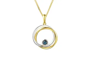 9ct Yellow And White Gold Round Sapphire Pendant.