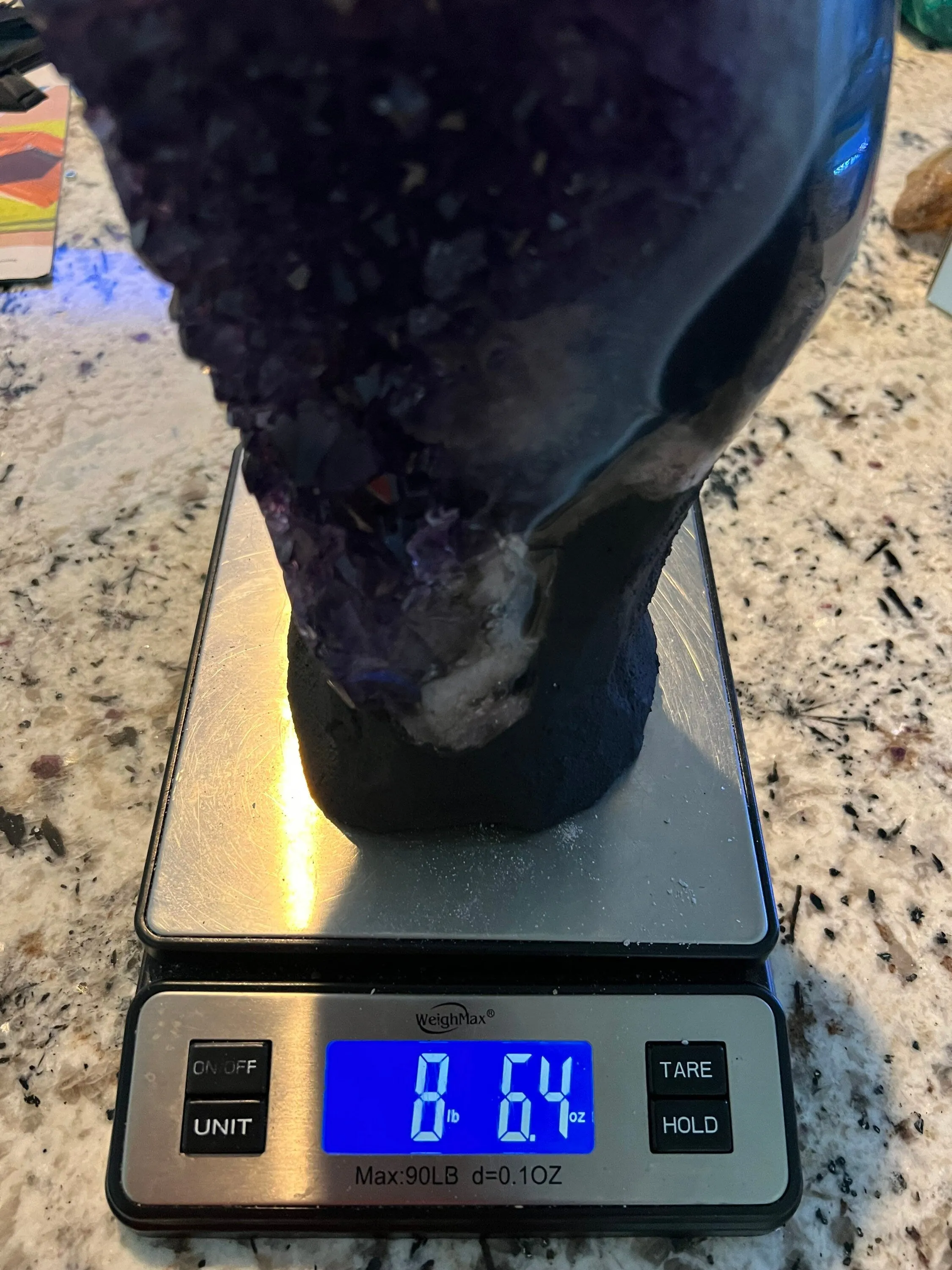 Amethyst 8pounds 6oz with Polished Sides from Brazil Extra A  Dark Color, Open faced.