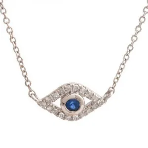 Blue Sapphire and  Diamond evil eye necklace