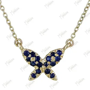 Blue Sapphire butterfly necklace 9.50x7.20mm