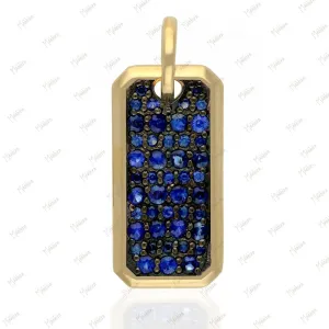 Blue Sapphire Dog Tag Pendant 9x18mm