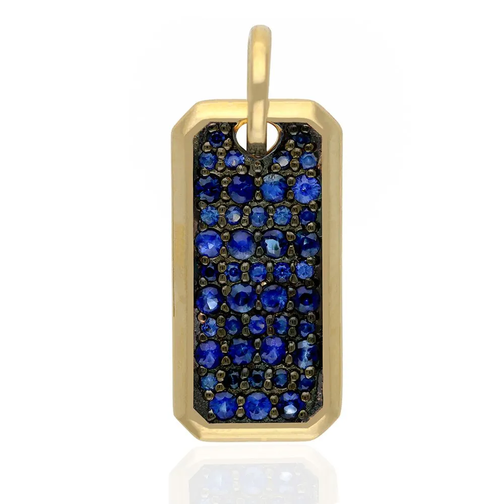 Blue Sapphire Dog Tag Pendant 9x18mm