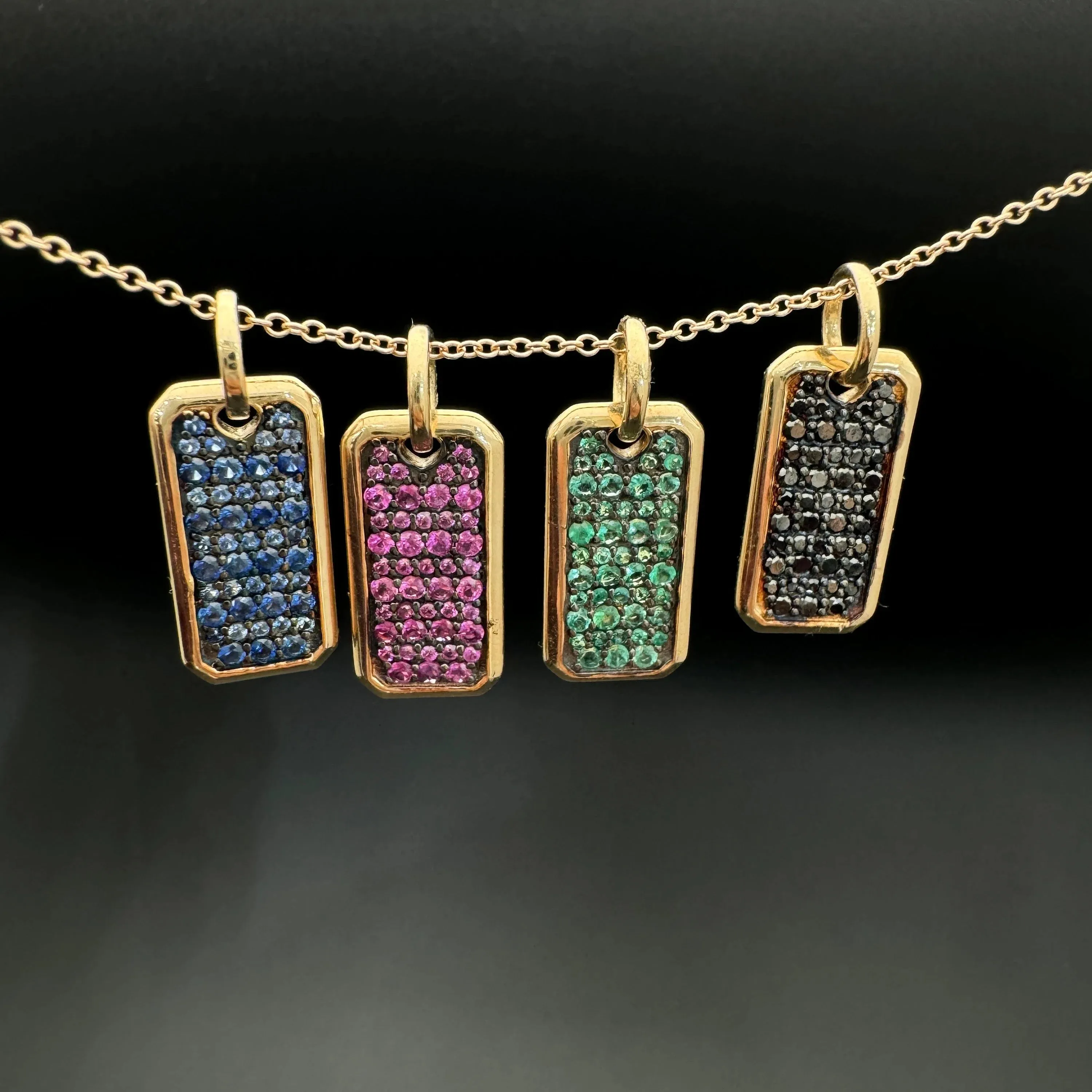 Blue Sapphire Dog Tag Pendant 9x18mm