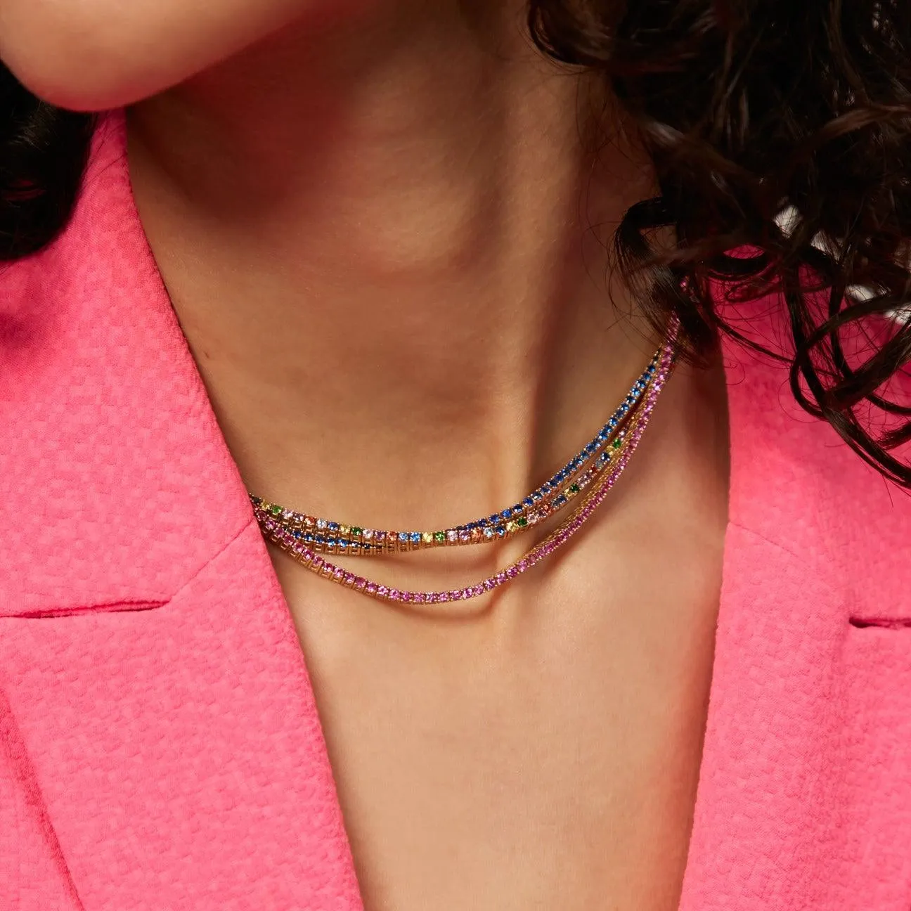 Blue Sapphire Tennis Necklace
