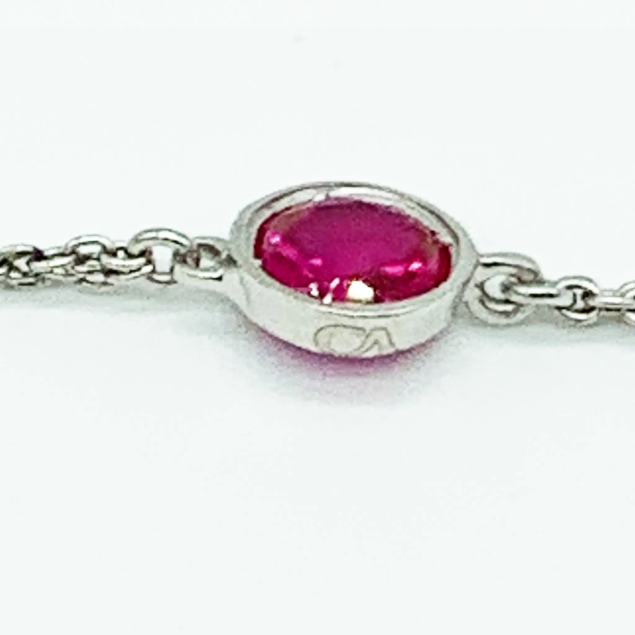 CA Christopher Augmon Silver (Rhodium white gold) and Red CZ Ruby Bracelet