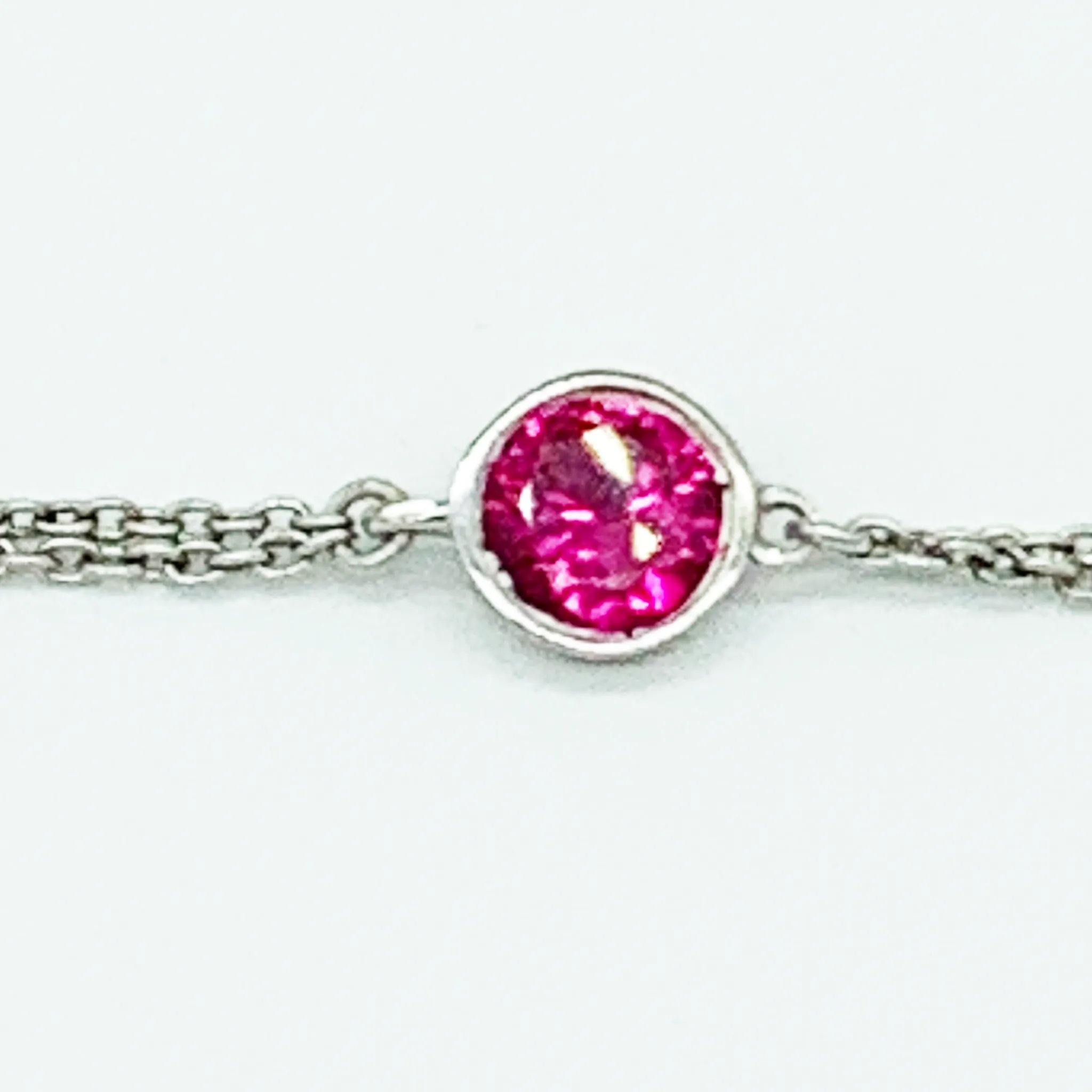 CA Christopher Augmon Silver (Rhodium white gold) and Red CZ Ruby Bracelet