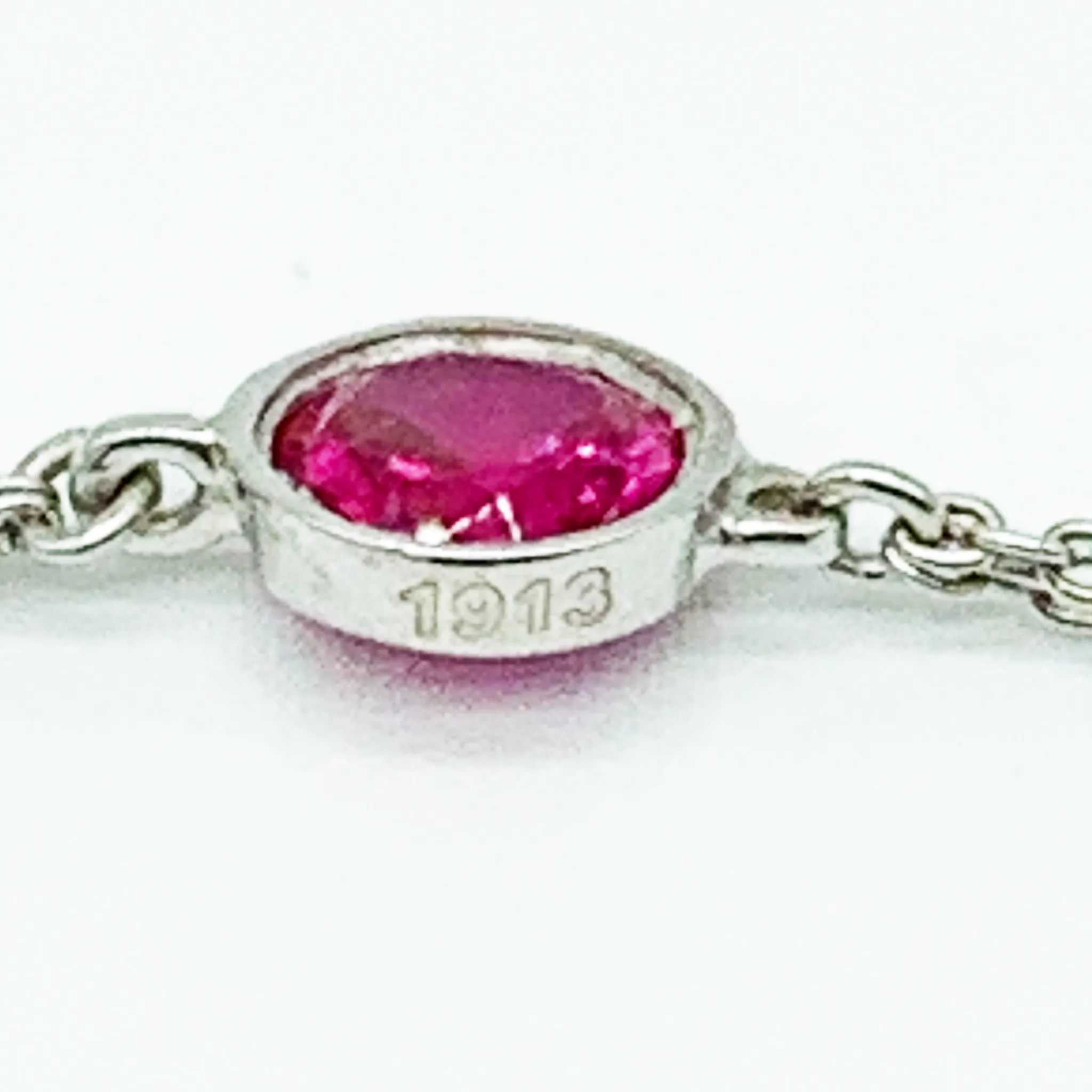 CA Christopher Augmon Silver (Rhodium white gold) and Red CZ Ruby Bracelet