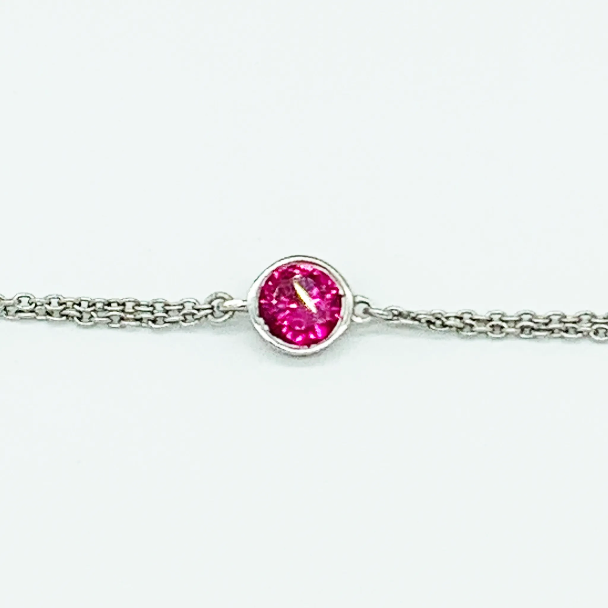 CA Christopher Augmon Silver (Rhodium white gold) and Red CZ Ruby Bracelet
