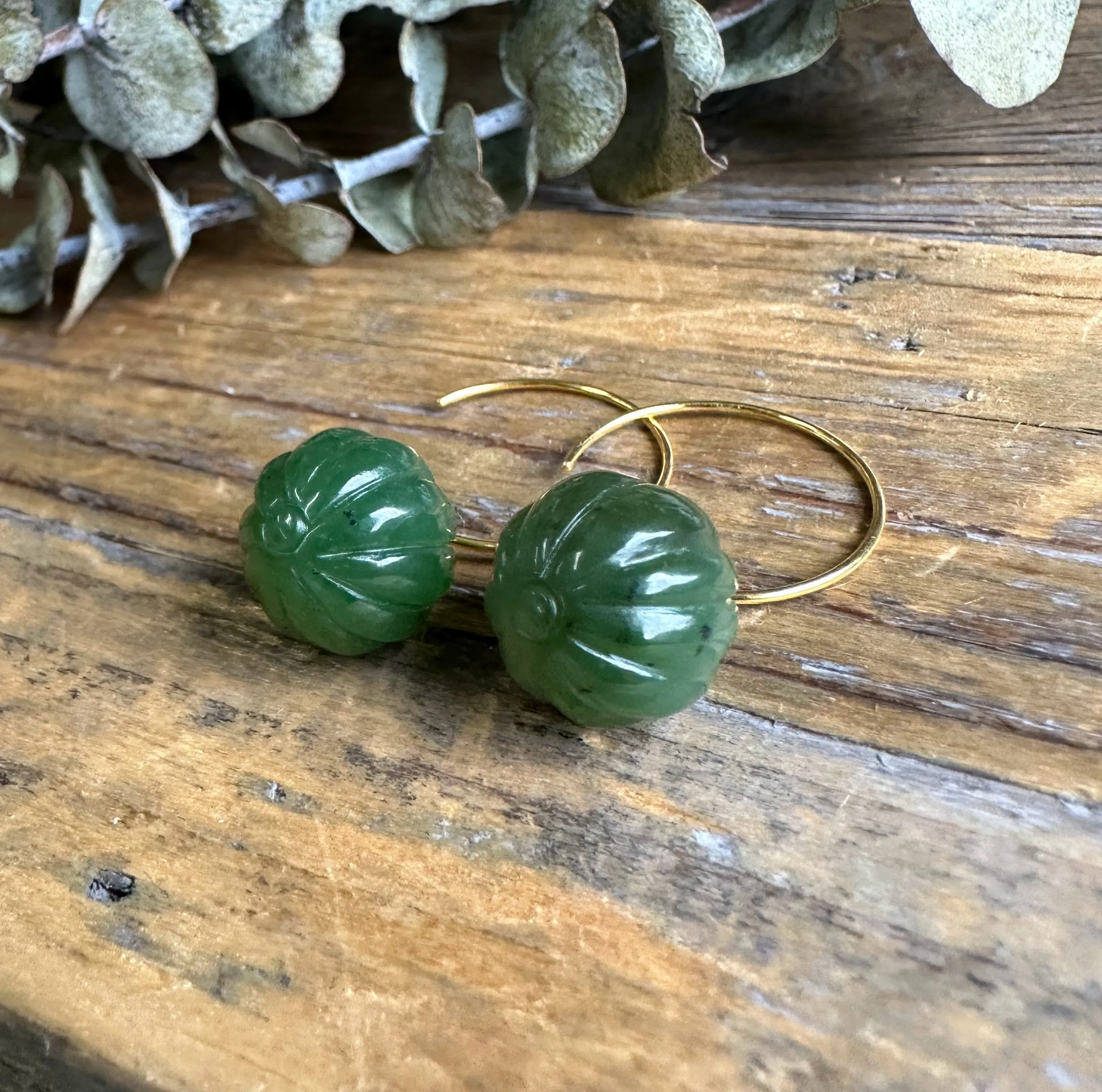 Canadian Jade Drop Bead Earrings, 13mm