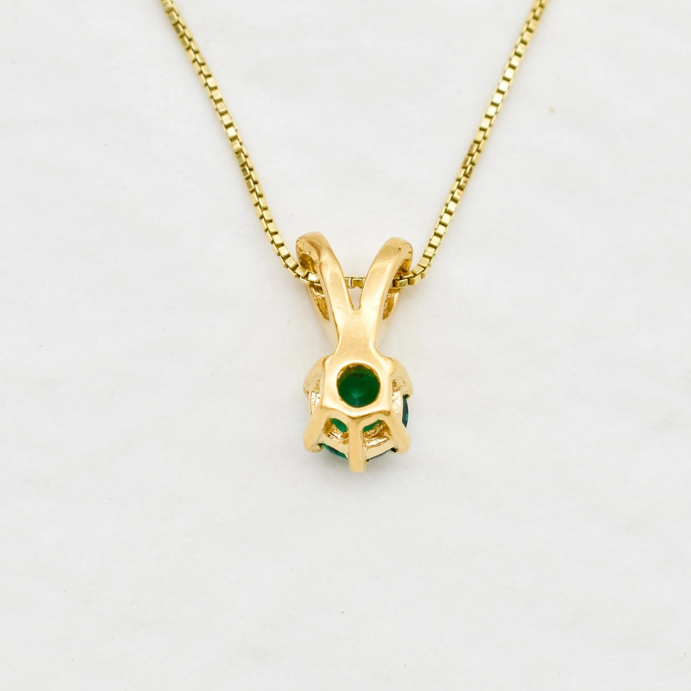 Dainty Emerald Necklace - Round Green Necklace - Gold Emerald Pendant
