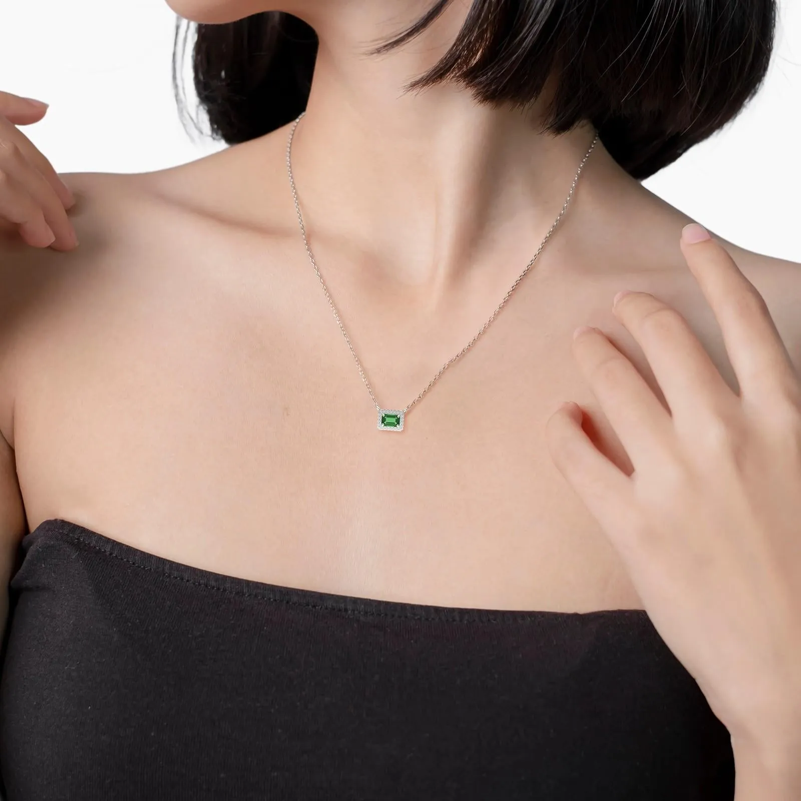 Emerald And Diamond Pendant Necklace