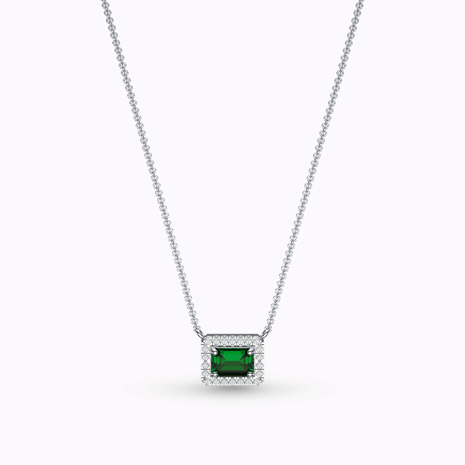 Emerald And Diamond Pendant Necklace