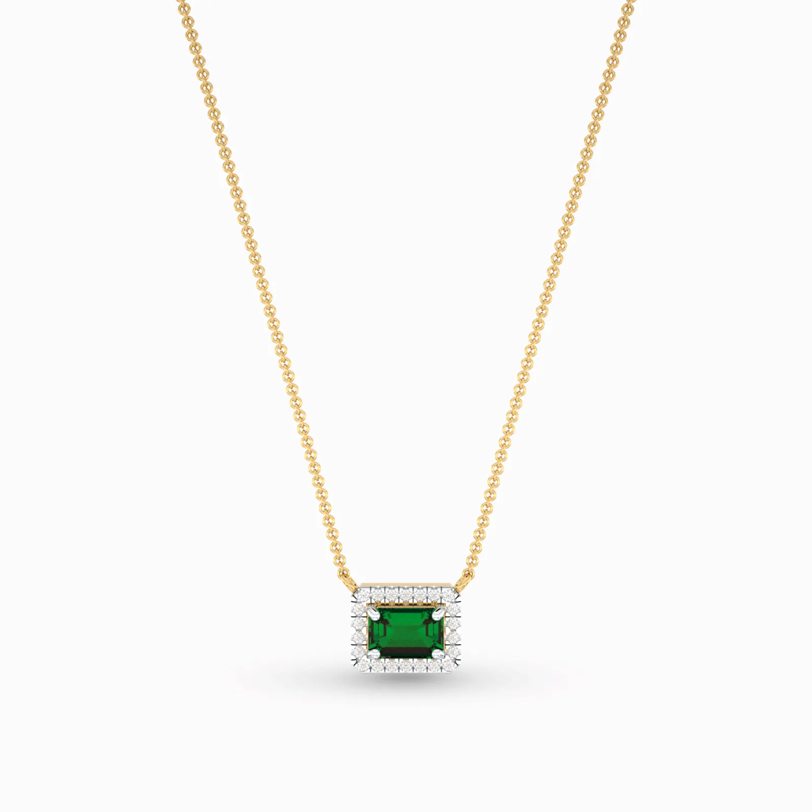Emerald And Diamond Pendant Necklace