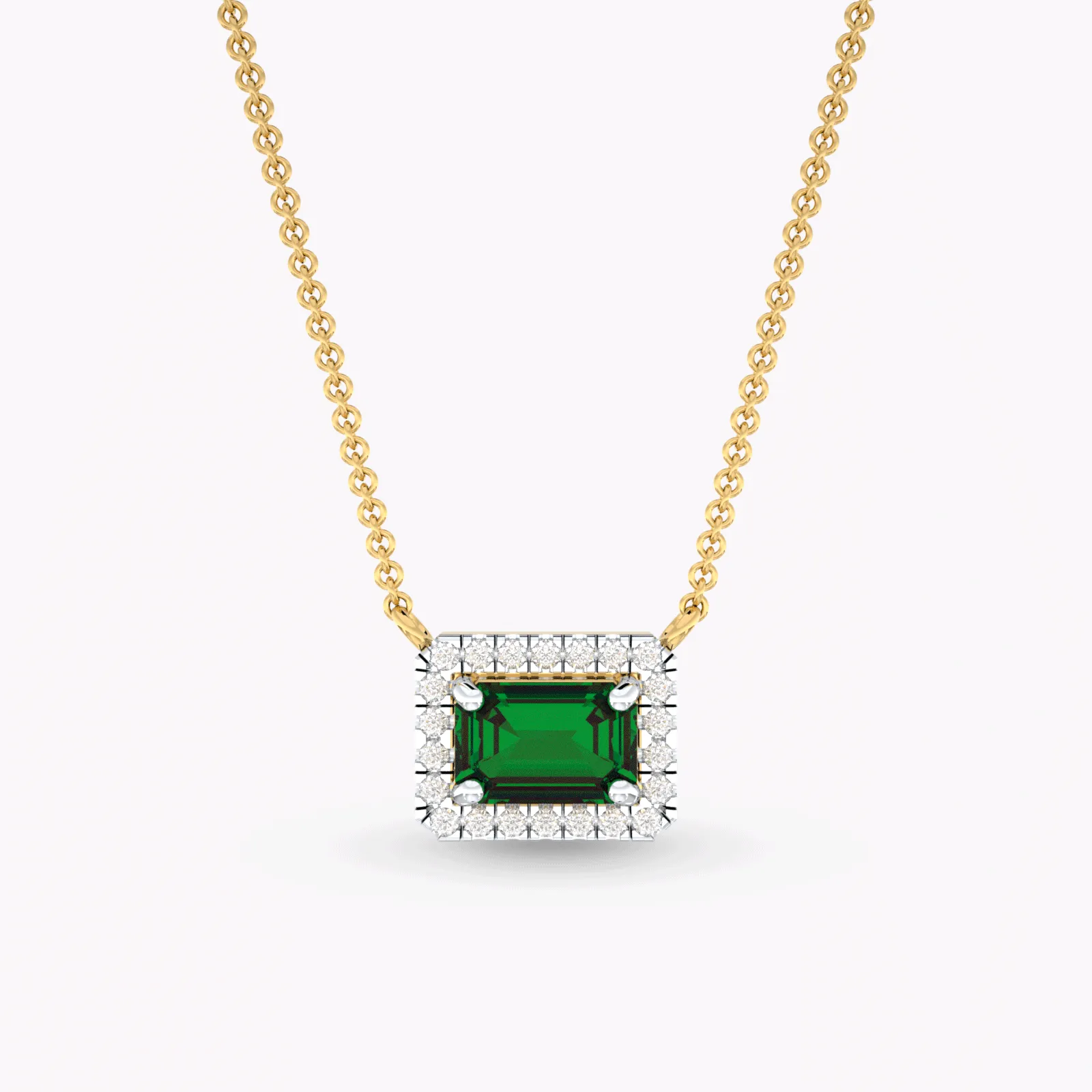 Emerald And Diamond Pendant Necklace