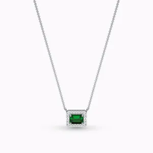 Emerald And Diamond Pendant Necklace