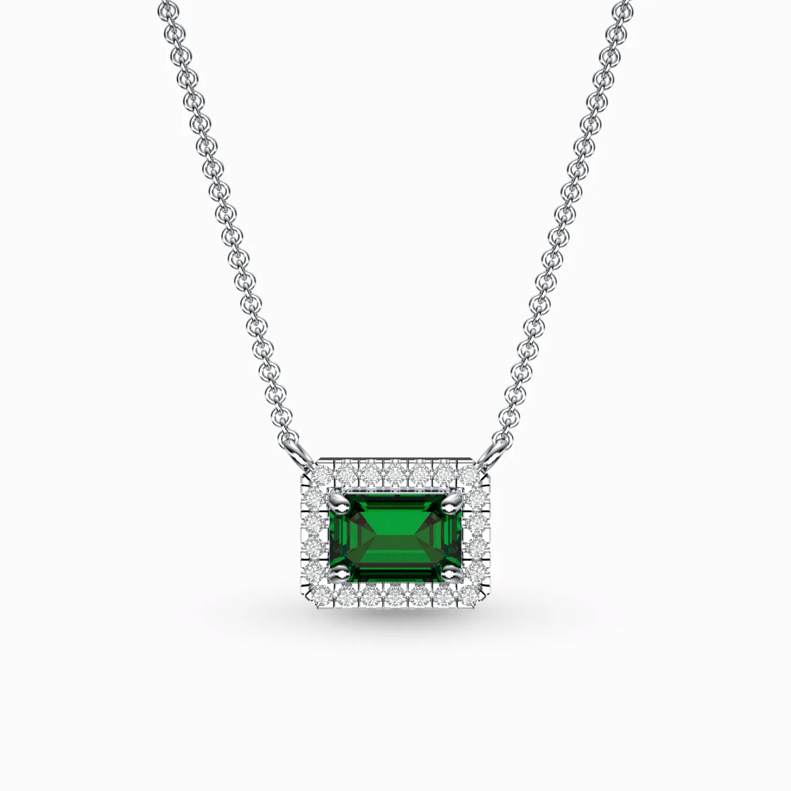 Emerald And Diamond Pendant Necklace