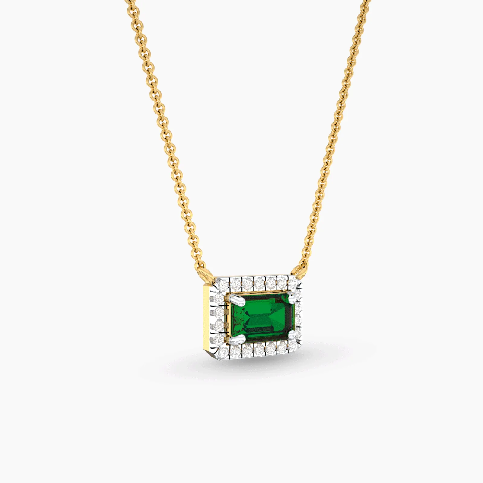 Emerald And Diamond Pendant Necklace