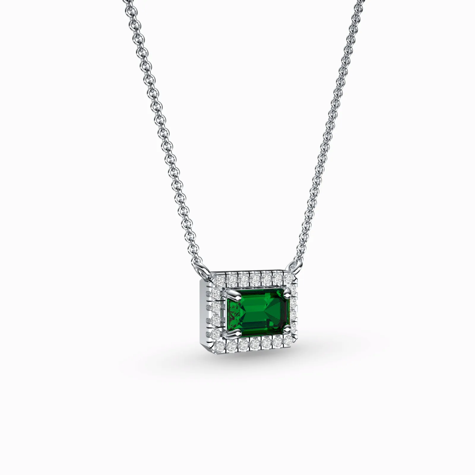Emerald And Diamond Pendant Necklace