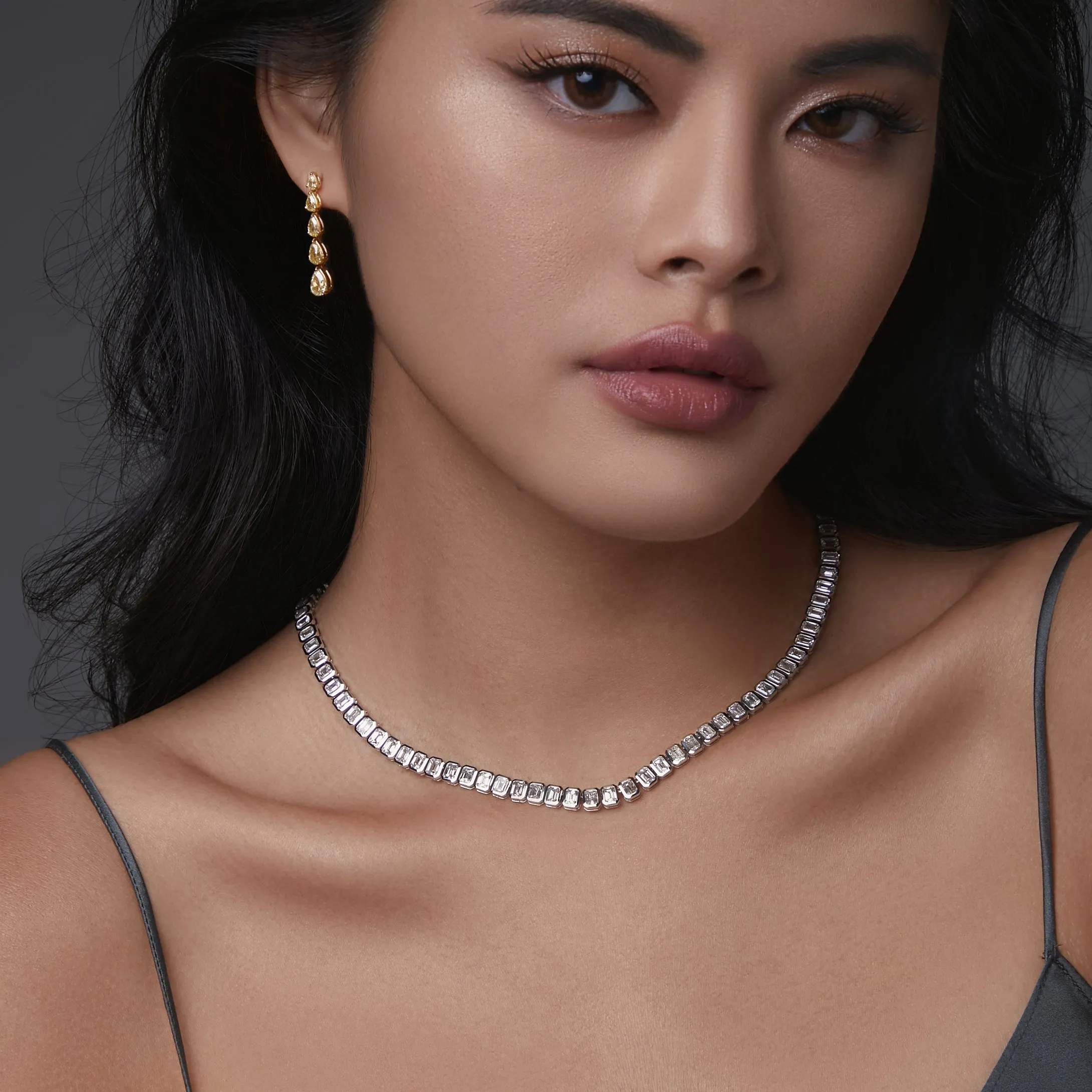 Emerald Bezel Tennis Necklace