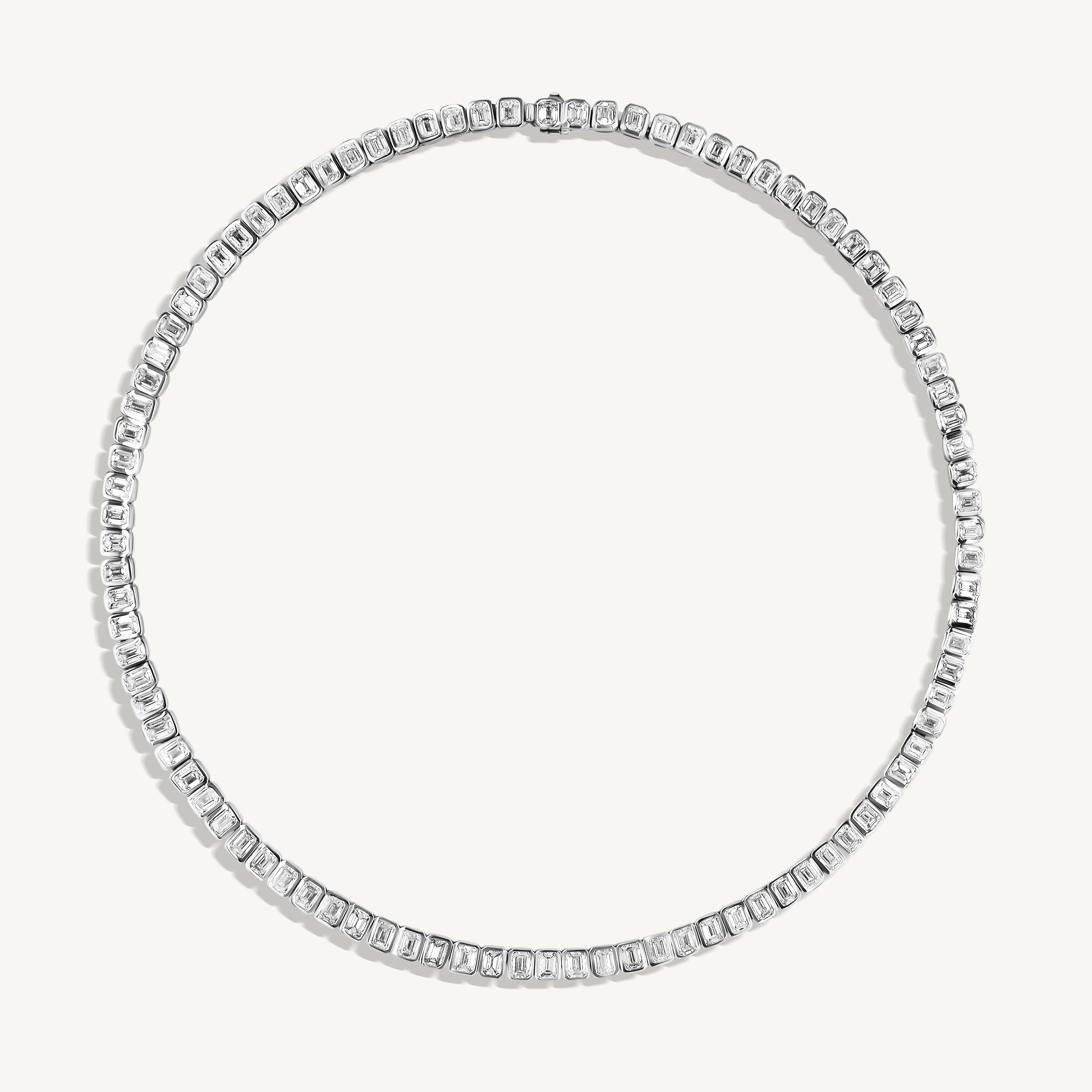 Emerald Bezel Tennis Necklace