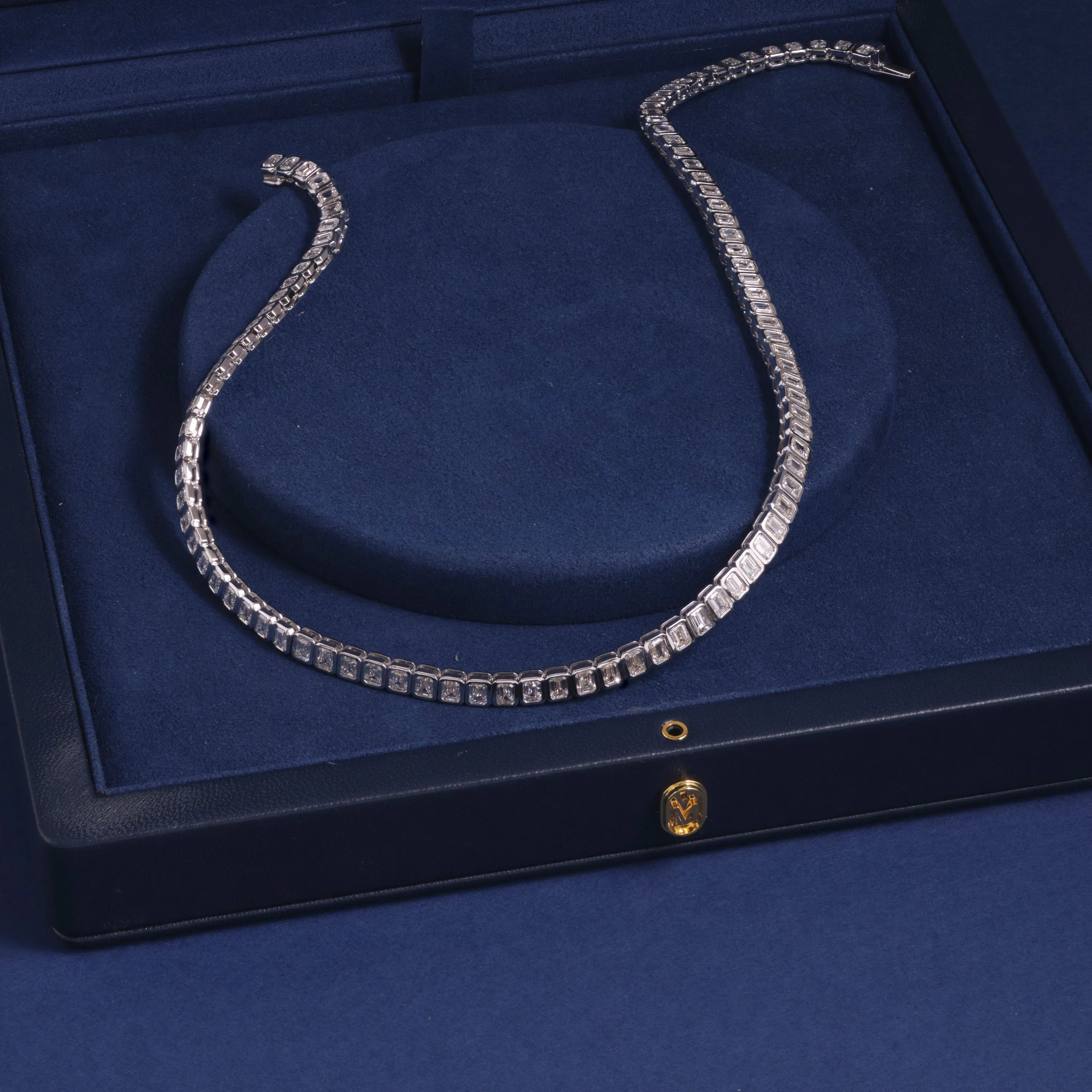 Emerald Bezel Tennis Necklace