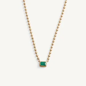 Emerald Diamond Bezel Set Bead Necklace