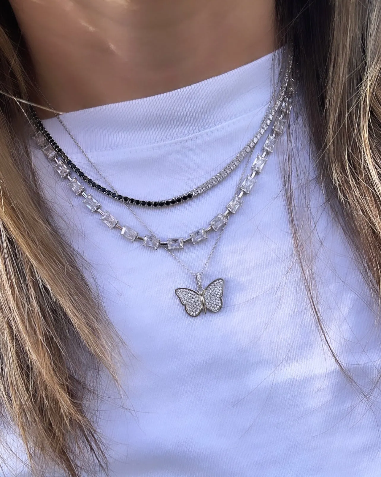 Emerald Shape Bar Tennis Necklace