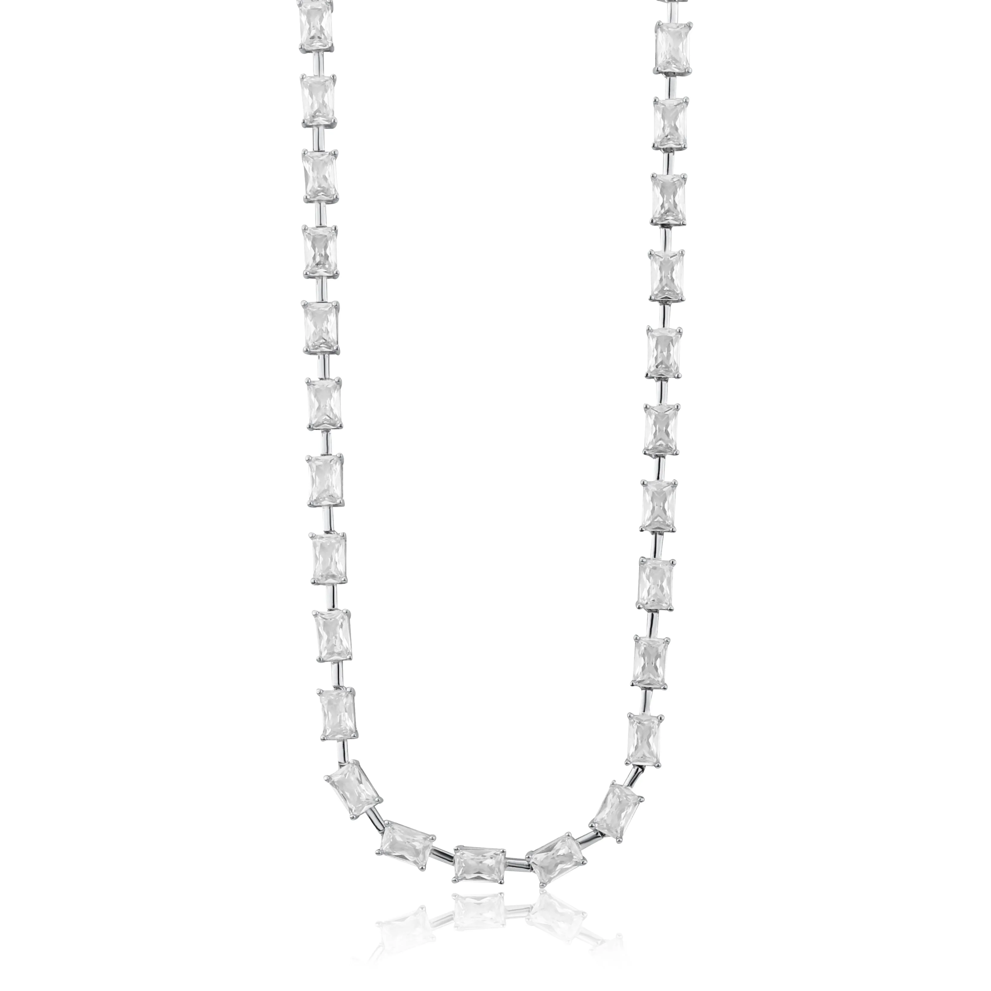 Emerald Shape Bar Tennis Necklace