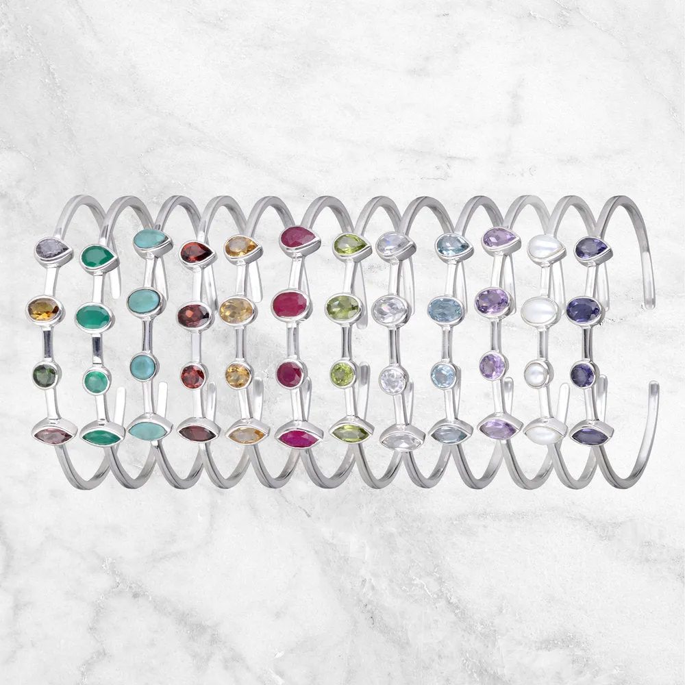 February Birthstone Amethyst Cuff, Sterling Silver