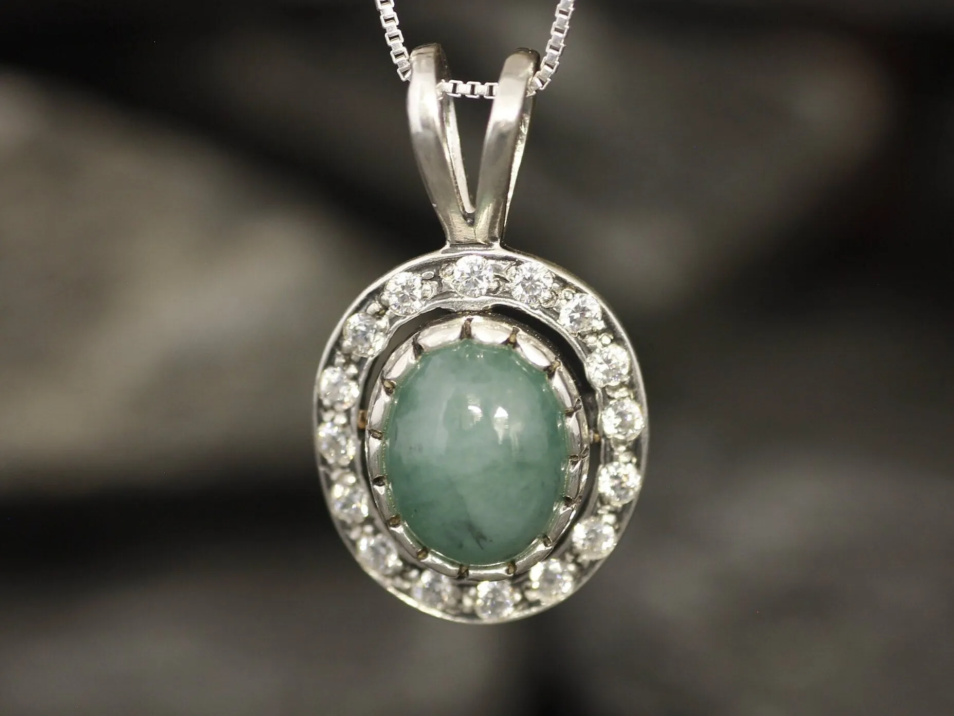 Genuine Emerald Pendant - Green Vintage Necklace - May Birthstone Necklace