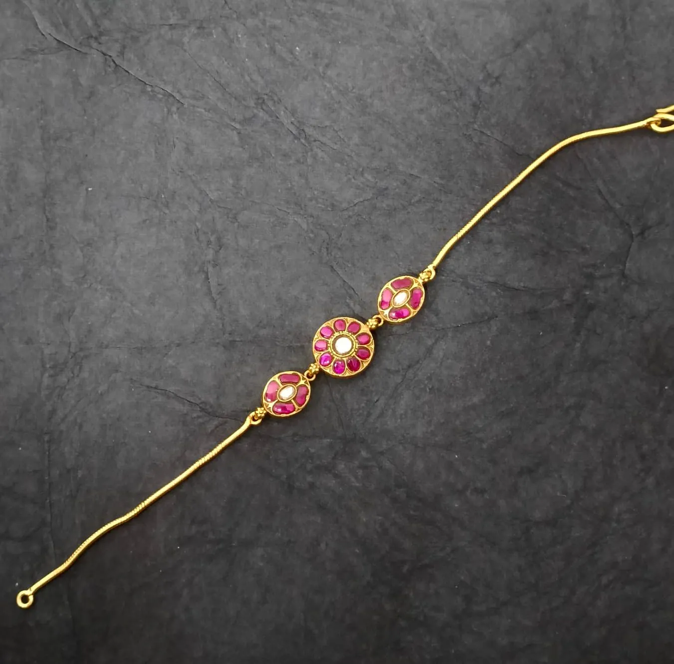 Gold Plated Ruby Silver Bracelet