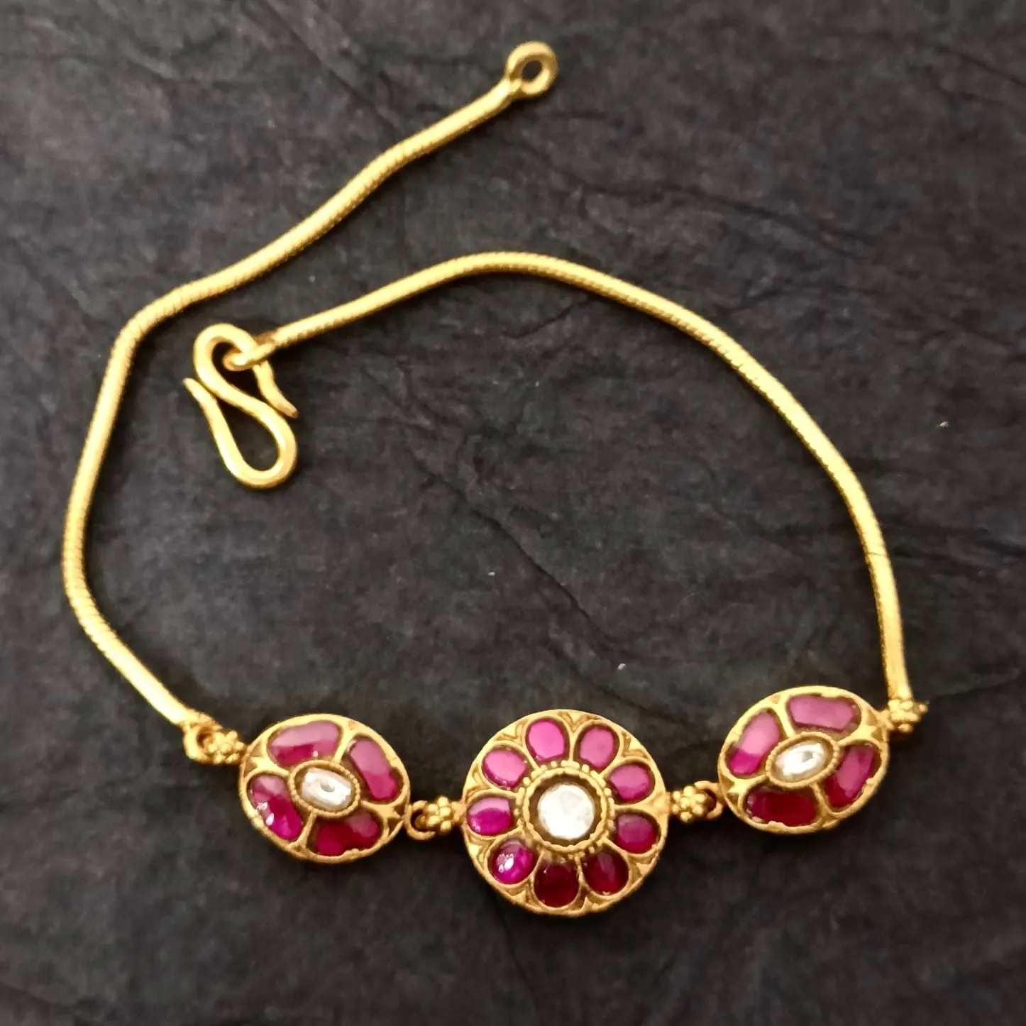 Gold Plated Ruby Silver Bracelet