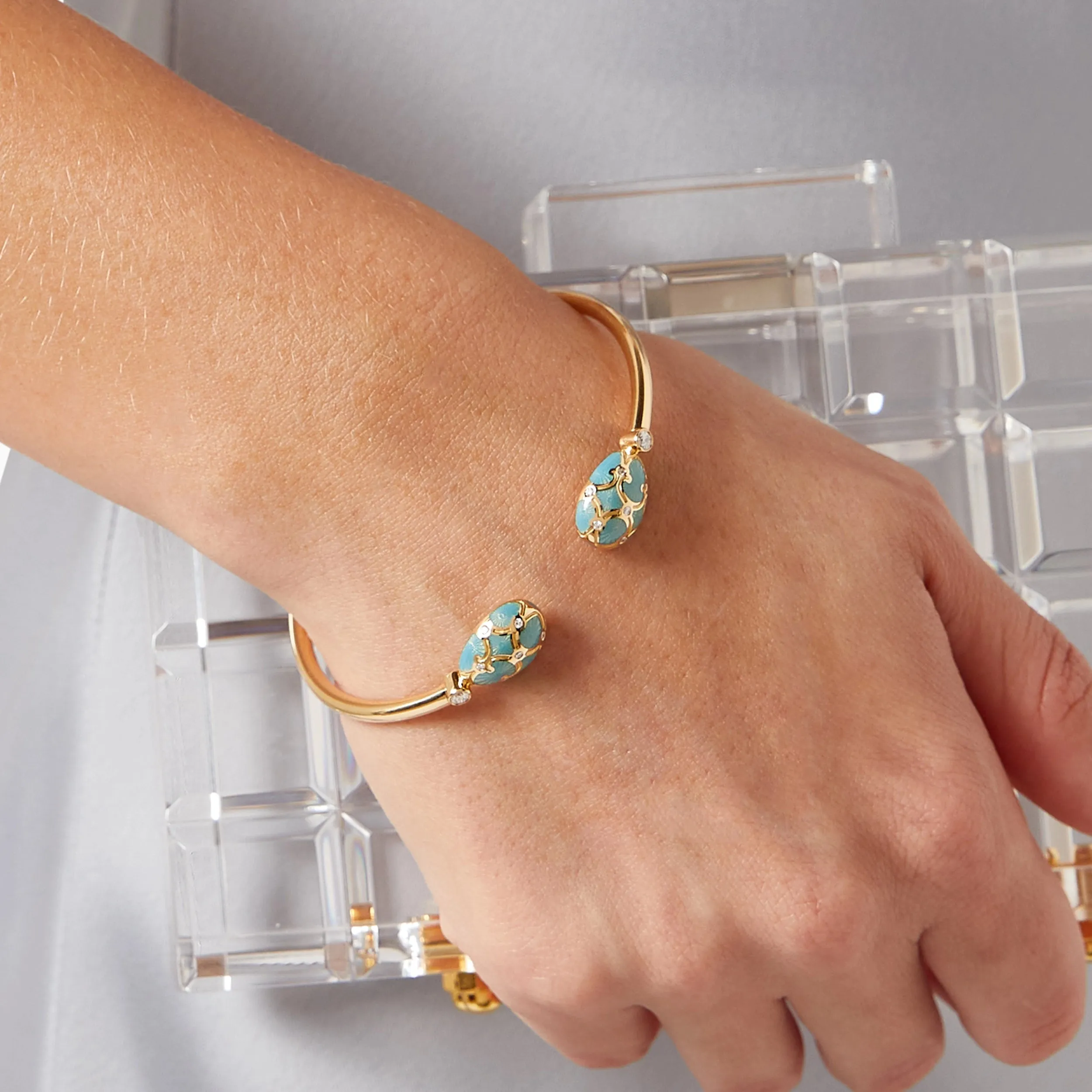 Guilloché Enamel Open Set Bracelet