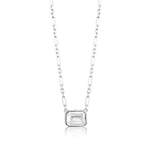 Large Bezel Emerald On A Paperclip Chain