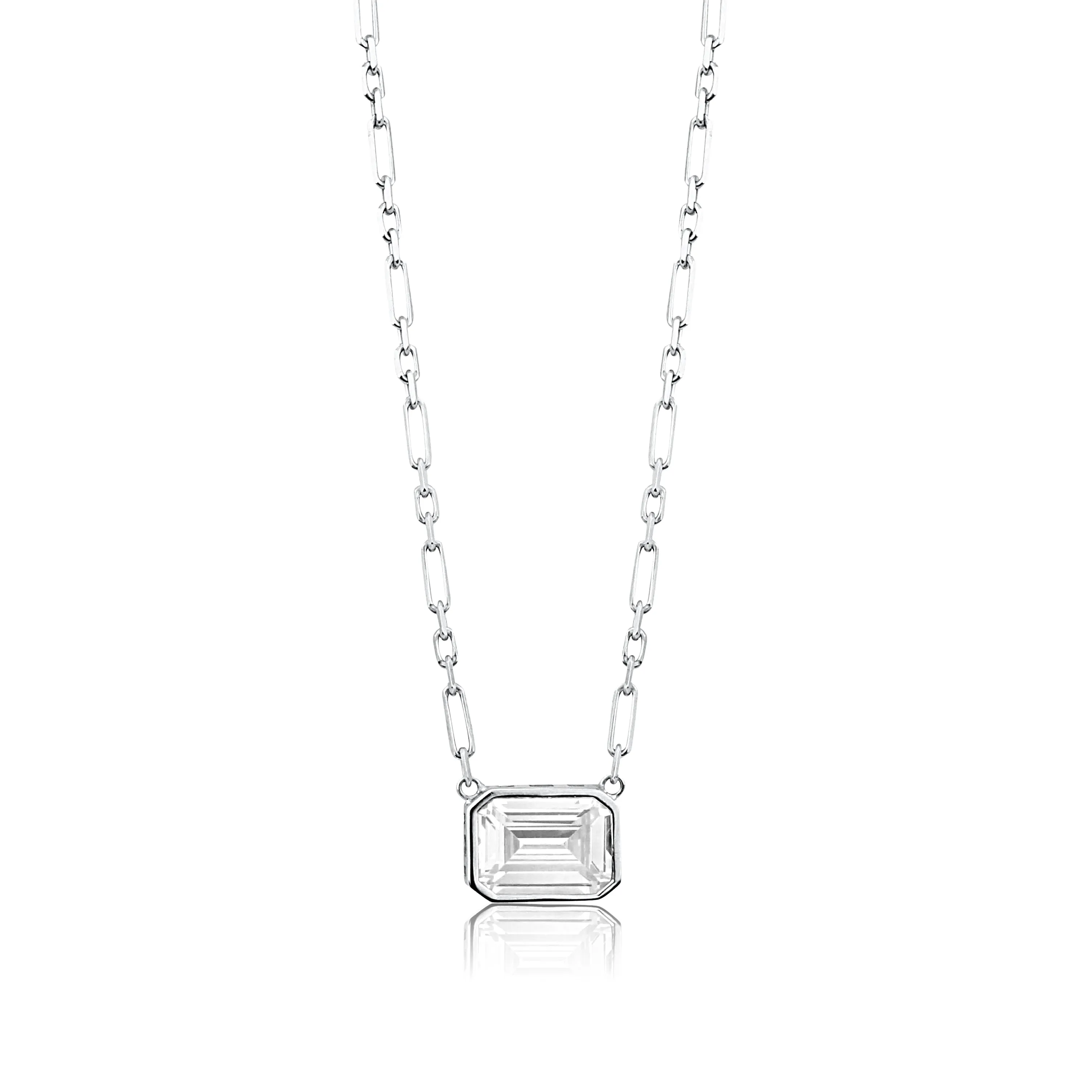 Large Bezel Emerald On A Paperclip Chain