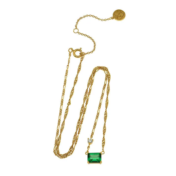Lola Emerald Cut Necklace - Gold - AS22TRN05