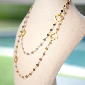 MULTI GEMSTONE QUATREFOIL NECKLACE