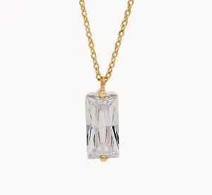 Oversized Emerald Cut CZ 14K Gold Dipped Necklace