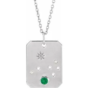 Platinum 14k Yellow Rose White Gold Sterling Silver Diamond and Emerald Aries Zodiac Horoscope Constellation Pendant Necklace