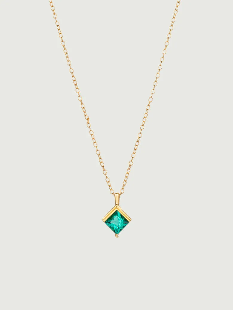 Princess Cut Emerald Diamond Necklace