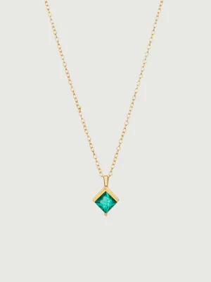 Princess Cut Emerald Diamond Necklace