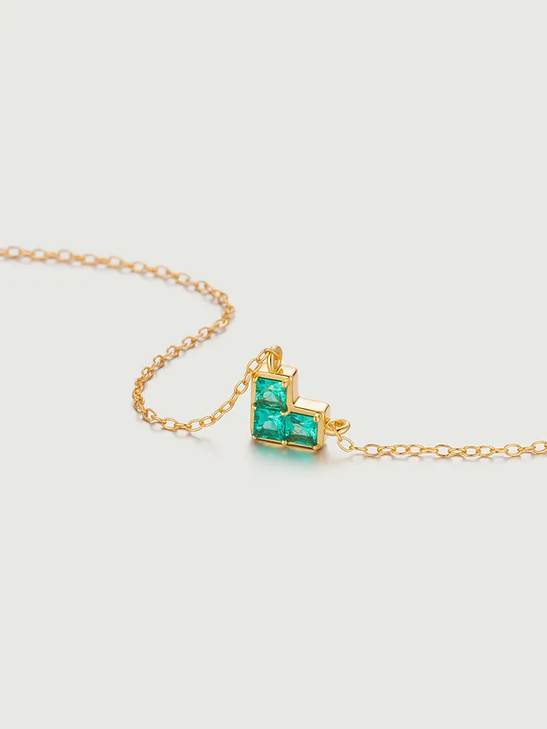 Princess Cut Emerald Heart Necklace