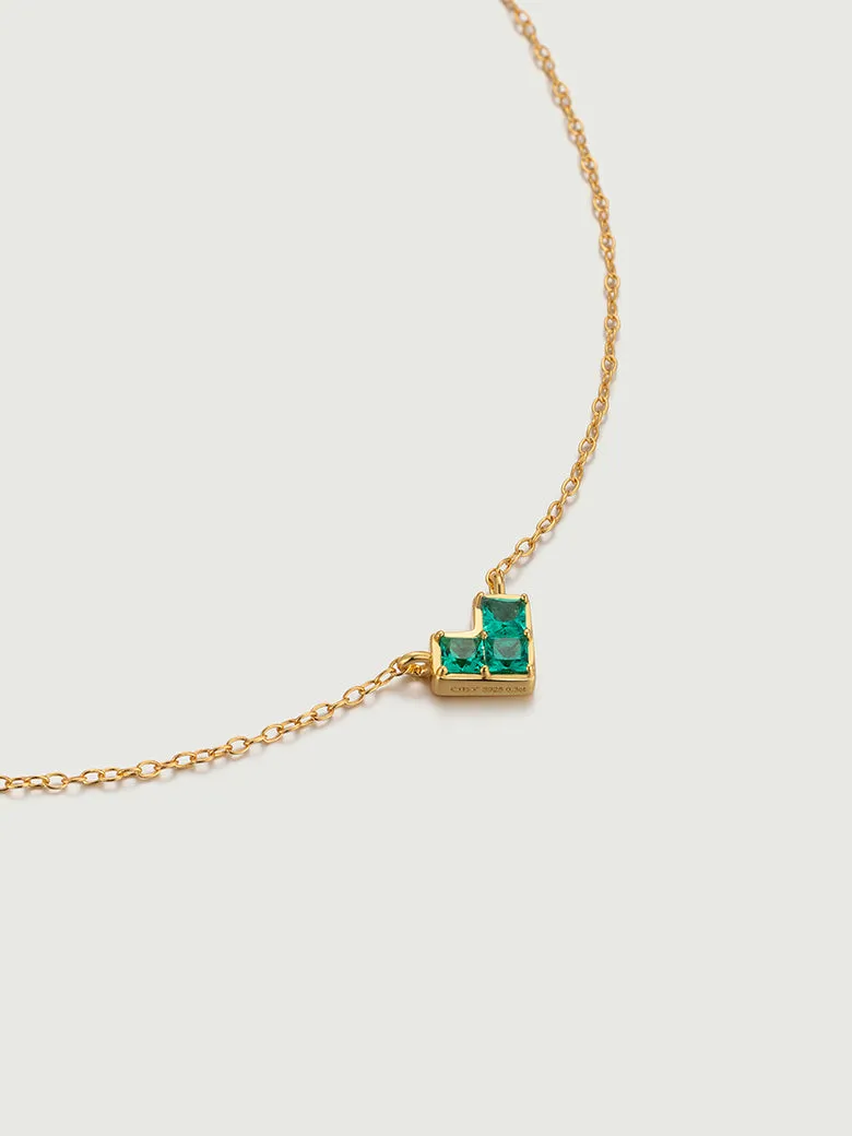 Princess Cut Emerald Heart Necklace