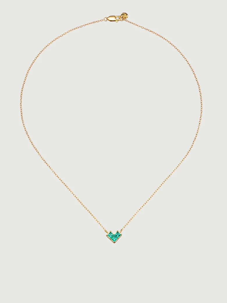 Princess Cut Emerald Heart Necklace
